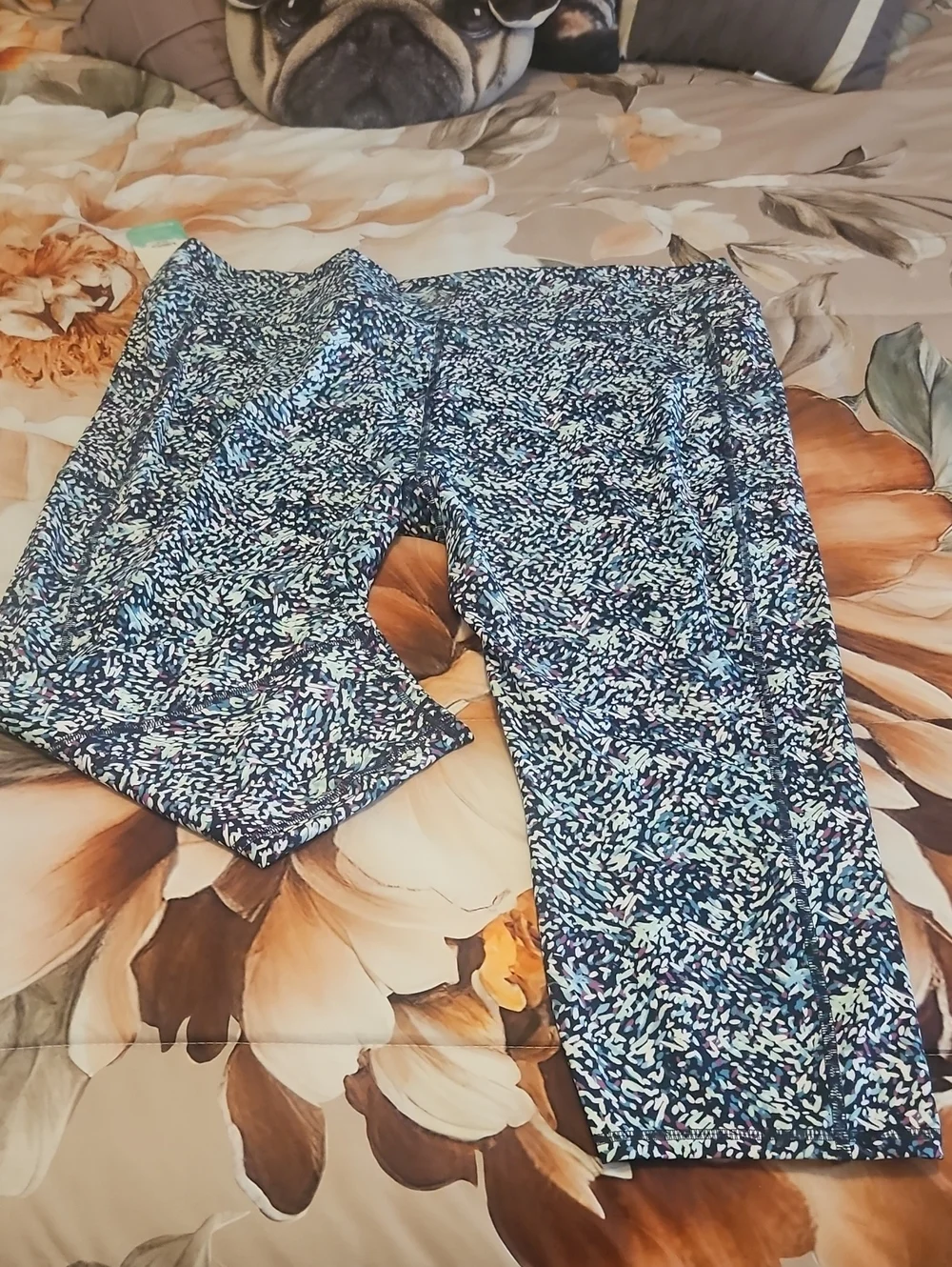 Athletic Leggins Plus Size 3X By Brisas Blue Wine White Stretchy Pockets NWT